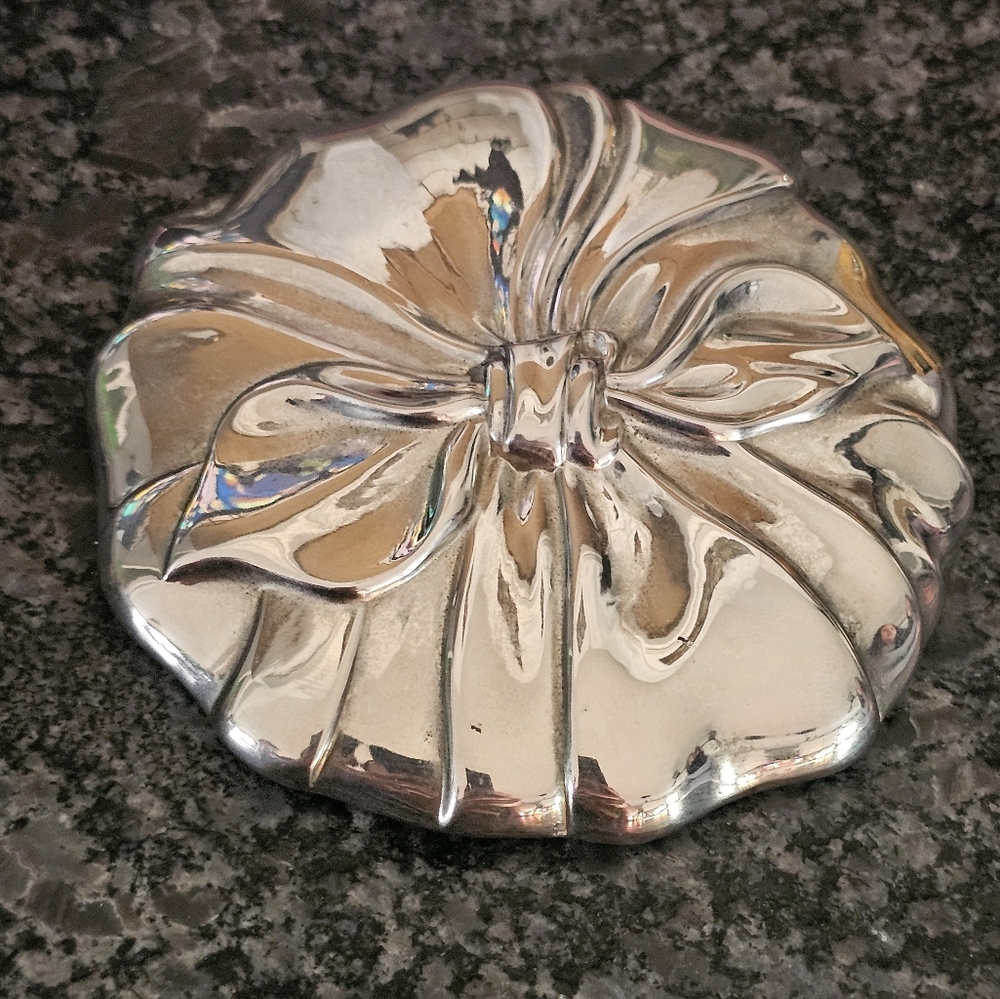 Godinger Enchantment Silver Plate Pocket Hand Mirror Vanity Round 3.25 Inch Vtg